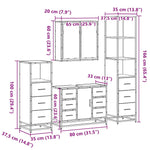 ZNTS 4 Piece Bathroom Furniture Set Brown Oak Engineered Wood 3301264