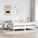 Bed Frame with Headboard White 200x200 cm Solid Wood Pine 3307033