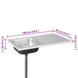 Kitchen Sink with Drainer Set Silver 1000x600x155 mm Stainless Steel 147237
