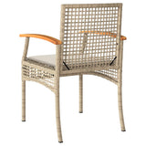 3 Piece Bistro Set with Cushions Beige Poly Rattan Acacia Wood 366261