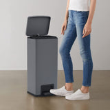 ZNTS Dustbin with Pedal Anti-fingerprint 30L Grey Stainless Steel 149572