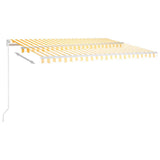 Manual Retractable Awning with LED 450x300 cm Yellow and White 3068923