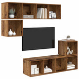 TV Cabinet Set Wall-mounted 4 pcs Old Wood Engineered Wood 3393126