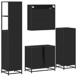 ZNTS 4 Piece Bathroom Furniture Set Black Engineered Wood 3301245