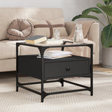 ZNTS Coffee Table with Glass Top Black 50x50x45 cm Steel 846049