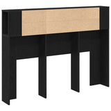 Headboard Cabinet with Storage Black Oak Engineered Wood 862758