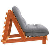 Futon Sofa Bed with Mattress Wax Brown 90x206x11 cm Solid Wood Pine 846763