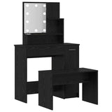 LED Dressing Table Set 2 pcs Black Oak Engineered Wood 3332508