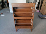 60cm Walnut Shoe Storage Cabinet,Medieval Modern Independent Shoe Cabinet, Fence Shoe Cabinet with 2 W6296P537668
