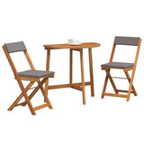 Bistro Set with Cushion 3 pcs Oil Natural Solid Acacia Wood 4105508