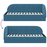 Corner Bed Frame with Headboard Blue 90 x 200 cm Velvet 42016645