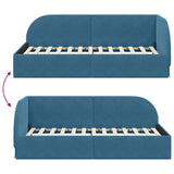 Corner Bed Frame with Headboard Blue 90 x 200 cm Velvet 42016645