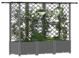 Raised Bed with Trellis and Roof Light Grey 163.5 x 40 x 136 cm 42032597