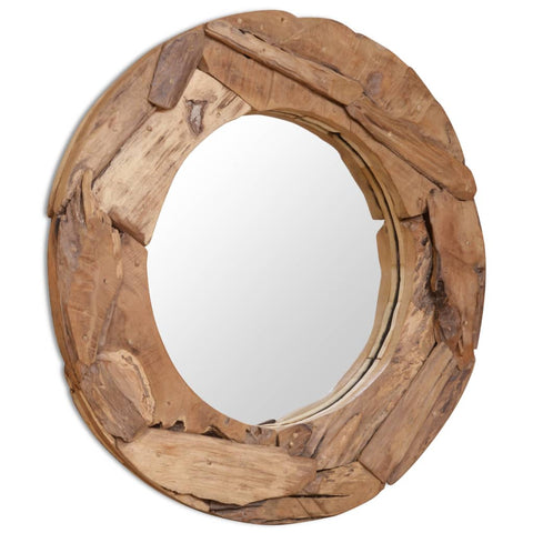 ZNTS Decorative Mirror Teak 80 cm Round 244561