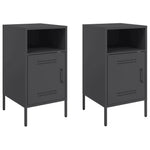 ZNTS Bedside Cabinets 2 pcs Black 36x39x68 cm Steel 843067