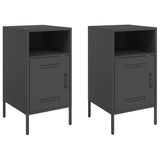 ZNTS Bedside Cabinets 2 pcs Black 36x39x68 cm Steel 843067