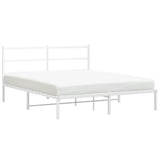 Metal Bed Frame without Mattress with Headboard White 160x200cm 355417
