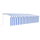 Manual Retractable Awning with Blind&LED 6x3m Blue&White 3069361