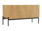 Modern Sideboard Cabinet with 2 Doors and Metal Legs, Buffet Storage Cabinet with Line Design, N896P457078W