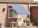 Manual Retractable Awning 150 cm Blue and White Stripes 43219