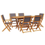7 Piece Garden Dining Set Anthracite Fabric and Solid Wood 3281713