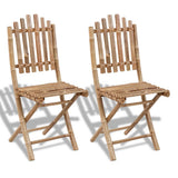 Garden Chair Set of 2 Bamboo Solid bamboo Medium Foldable 41498