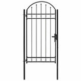 Fence Gate with Arched Top Steel 100x250 cm Black 146339