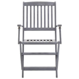 Outdoor Chair Set of 4 Grey Solid Acacia wood Standard Foldable 46334