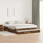 Storage Bed Frame with Drawer Smoked Oak 236.5 x 200 x 31.5 cm 3335625