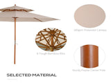 2.7m Elegant Wooden Frame Parasol Umbrella - Beige T3398P317794