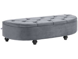 Velvet-Feel Half Circle Storage Ottoman - Dark Grey T3398P328272