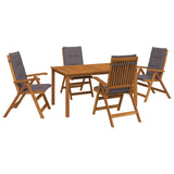 5-Piece Garden Dining Set Natural Solid Acacia Wood 3434567
