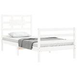 Bed Frame without Mattress White Single Solid Wood 3194407