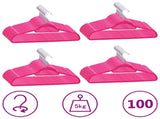 100 pcs Clothes Hanger Set Anti-slip Pink Velvet 289925