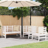 3 Piece Garden Lounge Set White Solid Wood Pine 825143
