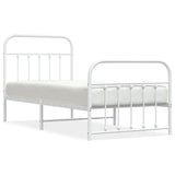 Bed Frame White Powder-Coated Steel Single Bed Frame 352638