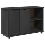 Rolling Cabinet Grey 100 x 39 x 65.5 cm Solid Pine Wood 42028386