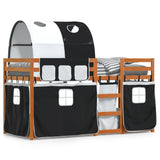 Bunk Bed without Mattress White&Black 90x200 cm Solid Wood Pine 3284036