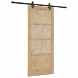Sliding Door Natural and Black 86 x 198.5 cm Solid Pine Wood 3333510