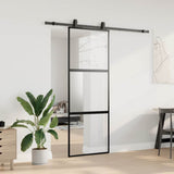 Sliding Door with Hardware Set Black 76x205 cm Tempered Glass 3375877