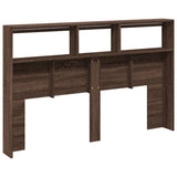 Headboard Cabinet with LED Brown Oak 160x17x102 cm 839209