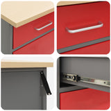 Work Cabinet with Drawer 4 pcs Red Engineered Wood and Steel 3321383
