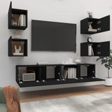 TV Cabinet Set Set of 6 Black Engineered wood 3114255