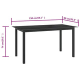 312201 Garden Table Black 150x90x74 cm Aluminium and Glass