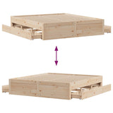 Bed Frame without Mattress with Drawers 200x200 cm Solid Wood Pine 3308792