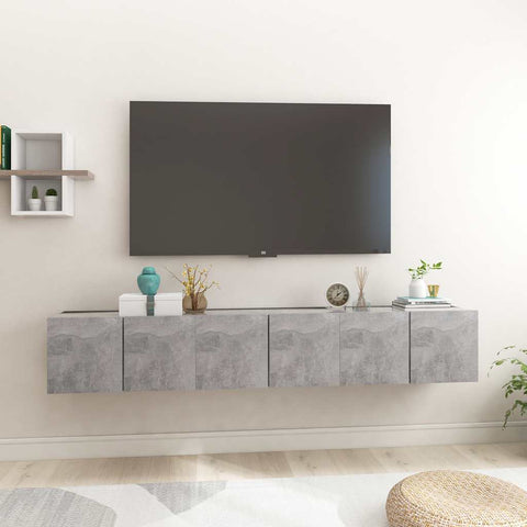 Hanging TV Cabinets 3 pcs Concrete Grey 60x30x30 cm 804522