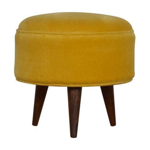 Mustard Velvet Nordic Footstool IN823