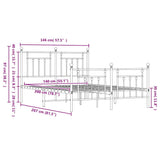 Bed Frame White Steel Double Durable Bed Frame Rectangular 353605