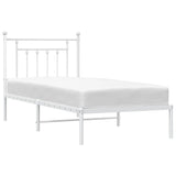 Metal Bed Frame without Mattress with Headboard White 80x200cm 353577
