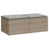 2 Piece Garden Sofa Set with Cushions Beige Poly Rattan Acacia 3328662